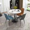 Mesa y Sillas de Negociación de Losa de Roca para Recepción de Tienda, Mesa Redonda Pequeña para Apartamentos Pequeños, Venta al por Mayor Estilo Minimalista Moderno