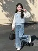 Conjunto de Niña Otoño 2026 Nuevo Chaleco Camisa Jeans Tres Piezas para Niñas Grandes Atuendo de Alta Gama