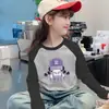 Camiseta Térmica de Cuello Redondo para Niñas, Ropa Interior de Manga Larga Raglán para Niños Medianos y Mayores, Moda Otoño/Invierno, Trendy