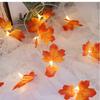 Luces de cadena de hoja de ginkgo y hoja de arce LED transfronterizas para jardín, patio, impermeables, decorativas para Acción de Gracias, Navidad, Halloween