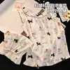 Estilo Nuevo de Verano Algodón Nube Tirantes para Niña con Almohadilla en el Pecho Lazo Casual Dulce Conjunto de Ropa para el Hogar para Mujer