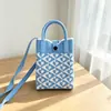 Bolsa de Celular Xadrez Feminina Transversal de Ombro Pequena Bonita Leve Tecida à Mão Bolsa de Tricô