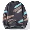 Conjunto de Pareja Nuevo 2025 de Terciopelo de Visón de Datos, Suéter de Moda Holgado con Letras para Hombre y Mujer, Ropa de Punto para Hombre, Cuello Redondo para Hombre