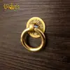 Dinero de Cobre Anillo Pequeño de Tirar Muebles Clásicos Chinos Accesorios de Cobre Anillo Redondo Hebilla Tirador de Cajón Antiguo a Mano Gabinete Manija Pequeña