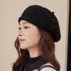 Nova boina de lã com lantejoulas de malha feminina estilo coreano chapéu de Belle para outono e inverno chapéu de pintor elegante da moda