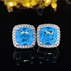 Comercio exterior desea Europa y Estados Unidos transfronterizos creativos Joker moda cuadrada circón diamante de color multicolor aretes para mujer E1097