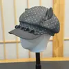 Nuevo gorro octogonal de encaje de lunares dulces con orejas de gato para principios de otoño, gorra de vendedor de periódicos linda y que estiliza el rostro, gorra de artista