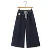 Moda de Verano 2026 Jeans Acortados de Cintura Elástica Pantalones Versátiles de Largo Medio Adelgazantes Retro para Mujeres de Tallas Grandes Pantalones Casuales
