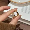 Brincos de Renda com Pedra Olho de Tigre Estilo Retrô para Mulheres no Outono e Inverno, Luxo Acessível Único, High-End, Brincos Personalizados e Versáteis