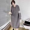 Sudadera Gruesa de Otoño e Invierno Vestido Suéter Largo Por Encima de la Rodilla Estilo Occidental Camisa Base Interior Estilo Perezoso Casual Falda de Punto