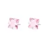 Yong Yi Joias de Prata s925 Prata Esterlina Brincos Quadrados Rosa Princesa Diamante Rosa Furos de Orelha Zircônia Quadrada Osso da Orelha Joias de Prata