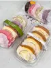 Caja de Embalaje para Rollo Suizo de 4 Piezas, Caja para Postre Rollo de Pastel Cortado Rollo Reina, Caja Transparente Engrosada Antiempañante para Llevar
