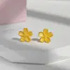 Pendientes de Flor de Cerezo Dorados de Arena Vietnamita Gama Alta Lujo Ligero Nicho Novia Boda Pendientes Dorados Regalo Venta al por Mayor