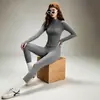 Conjunto de yoga adelgazante para mujer, chaqueta deportiva con cremallera y cuello alto, pantalones de yoga de cintura alta para control de abdomen, conjunto para correr y fitness al aire libre