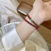 Nuevo Pulsera Elástica de Doble Círculo de la Fortuna Estilo Chino Imitación Cinabrio Cuentas de la Fortuna He Tianyu Joyería Simple Versátil Apilable