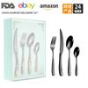 Vajilla de acero inoxidable transfronteriza de Amazon, juego de cuchillos, tenedores y cucharas de diamante estrella de 24 piezas, cuchillo para carne occidental, tenedor y cuchara para 6 personas.