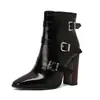 Novas Botas com Fivela Europeias e Americanas Botas Martins Botas de Cavaleiro Botas de Salto Grosso 40-50 tamanho grande desejo Botas de Comércio Exterior