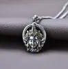 Prata de lei S925 estilo Xizang Estátua da Mãe homens e mulheres estilo étnico retrô Padrão de chama dourada Ruyi corrente de osso de dragão Pingente de prata Xizang