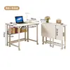 Escritorio Plegable Móvil con Estantería, Estilo Crema, Escritorio de Computadora para Alquiler, Ahorrador de Espacio, Apartamento Pequeño, Escritorio de Estudio para Estudiante Soltero