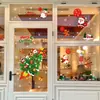 Adesivos de Janela de Natal Foguete Árvore de Natal Desenho Animado Papai Noel Animais Adesivos Eletrostáticos para Vidro Dupla Face Mesma Cor Vitrine