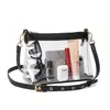 50 Bolsas de Mão Transparentes de PVC Padrão Europeu Bolsa Quadrada Pequena Minimalista Ombro Único Transversal Patchwork Bolsa de Mão Versátil