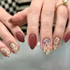 Europeu e Americano Transfronteiriço Mais Vendido Arte de Unhas Doce e Fofa Pequeno Fresco Floral Simples Longo Amêndoa Unha Postiça Usável Atacado