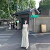 Vestido Largo de Verano para Mujer con Nuevo Diseño Jacquard Súper Elegante, Estilo Resort Francés, Ceñido a la Cintura, Adelgazante, Elegante, Acampanado, sin Tirantes