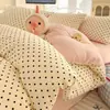 Juego de ropa de cama de cuatro piezas de algodón puro clase A, sábana de cama 100% algodón, funda de edredón de gasa de doble capa, sábana, sábana ajustable, juego de tres/cuatro piezas para dormitorio individual/doble