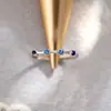 Anel de Prata de Lei S925 com Zircônia Azul Fresca para Mulheres, Anel de Dedo Indicador Empilhável de Moda de Luxo Leve, Anel com Design de Nicho