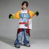 Traje de hiphop infantil meninas top solto calças jeans peido cortina terno meninos hip-hop moda infantil terno