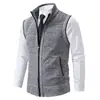 Chaleco de Punto para Hombre con Cuello Alto, Chaleco Suéter sin Mangas, Chaqueta Chaleco Gruesa con Cremallera, Colección Otoño e Invierno 2023 Transfronteriza