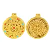 Collar Colgante Vajra Brújula de Ocho Tesoros en Esmalte Chapado en Oro para Mujer, Accesorio Colgante de la Suerte Tendencia Nacional Imitación Oro