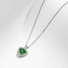 Collar con colgante geométrico de diamante y gema esmeralda estilo retro francés de plata de ley S925 para mujer