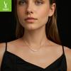 Collar de diamantes Mosan con sonrisa de plata, cadena de clavícula de plata S925 clásica y sencilla de alta calidad.