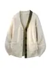 Nueva Colección Otoño/Invierno 2026: Cárdigan de Punto con Cuello en V de Corte Relajado, Suéter Unisex de Color Bloqueado de Corte Holgado, Ropa Exterior Casual y Versátil
