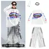 Dia de Ano Novo Dança de Rua Infantil Estilo Hip-Hop Moderno Roupas Largas para Meninos Calças de Couro Prata para Meninas