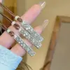 Popular Collar de Barra de Oro con Hielo Triturado Brillante, Collar Largo de Cadena para Suéter con Barra de Plata en Forma Cuadrada Atrae Riqueza para Mujeres