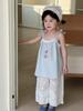 Campo de Trigo Temporada 2025 Verano Nuevo Estilo Coreano Camisola de Dibujos Animados para Niña Encaje para Niños Chaleco sin Mangas Top para Bebé