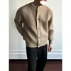 Suéter Cardigan Pesado Retro Americano Anti-Pilling Solto Casual Old Money Gola Redonda Malha Outerwear Primavera e Outono Preto