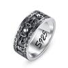 Anillo mantra de seis palabras con diamante para hombre, retro, para el dedo índice, para pareja, de plata 925, anillo de cola, anillo para mujer