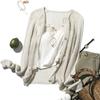 2026 Cardigan de Estilo Perezoso Atrapasueños Tencel Lino Tejido a Mano Calado Cardigan de Punto Camisa de Protección Solar para Aire Acondicionado para Mujer