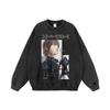 Suéter de cuello redondo lavado con estampado de anime japonés, marca de moda de calle, camisa holgada de manga larga y gruesa con cuello pequeño para parejas