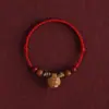 Cesta de melocotón de madera de melocotonero para calmar y prevenir sobresaltos, cuerda para la mano del bebé tejida, pulsera de cinabrio del año de nacimiento, cuerda roja para protección de seguridad