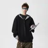Sudadera con Capucha de Cuadros Patchwork de Peso Pesado para Hombre, Marca de Moda, Chaqueta Casual Holgada 2026, Top Estilo Universitario Retro Americano