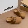 Pantuflas tipo mula sin cordones Lazy 2026, de suela gruesa, que aumentan la altura, pantuflas de otoño para mujer, a la moda con hebilla y estampado de leopardo