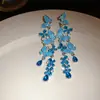 Pendientes de Borla con Forma de Gota de Agua y Circonita Azul Estilo Francés, Lujo Ligero y Sensación de Alta Gama, Pendientes de Moda Versátiles con un Diseño Único