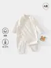 Mono de algodón puro Clase A para bebé recién nacido de 0 a 6 meses, mameluco de algodón de manga larga en colores otoñales, pijama base unisex para bebé