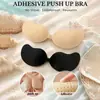 Sujetador adhesivo push-up de gel biológico transpirable con forma de mango, sujetador de silicona invisible para vestidos de novia y trajes de baño