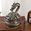 Cenicero Doméstico Retro de Lujo Ligero Cenicero con Forma de Dragón con Forma de Serpiente Artesanía Metálica Cenicero Redondo de Mesa de Café de Gama Alta