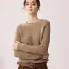 Suéter 100% cachemira pura para mujer, con diseño de hombro raglán, cuello redondo engrosado, mangas largas y un estilo simple y versátil adecuado para el uso diario